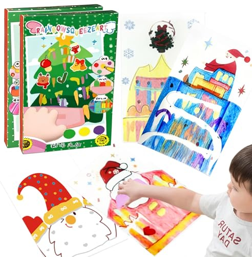 70 Stück Kratzbilder für Kinder Weihnachts Kratzbilder Mit Stifte und Sticker DIY Kratzpapier Bastelset Regenbogen Kratzpapier Set zum Zeichnen und Basteln für Jungen Mädchen DIY