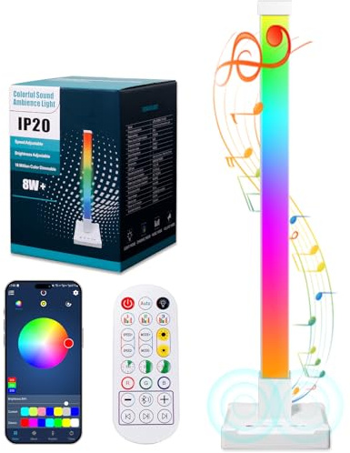 CREATESTAR 54CM Barra de Luz LED RGB, Lámpara Regulable 16 Millones de Colores Para Habitaciones,Sincronización Musical y Control por App para Iluminación y Decoración