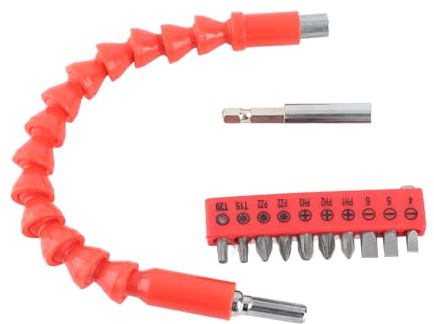 Fyearfly Extensión de broca flexible de 275 mm, eje flexible y 10 puntas de destornillador, barra magnética para un fácil montaje de muebles del hogar