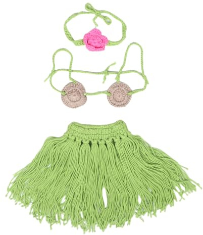 FRCOLOR Newborn Photography Costume Green Acrylon Outfit with Head Band