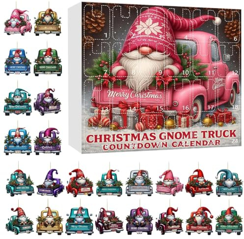 Goowafur Calendriers De L Avent De Noël - 24 Jours Pendentif Voiture Santa En Acrylique 2D Avent 2025 - Compte À Rebours Charmant Festif Pour Jardin Fête Fenêtre Cheminée Chambre Arbre Bureau Porte