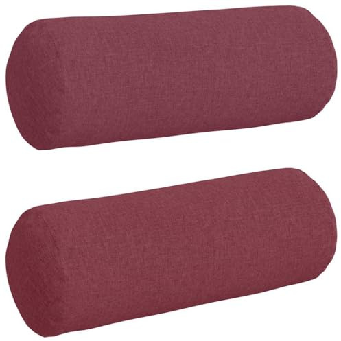 vidaXL Cuscini a Rullo 2 PCS Rosso Vino Ø 25 x 70 cm Tessuto, Cuscini cilindrici Comodi, federe Rimovibili, bolsters Decorativi, Cuscini Multiuso per Soggiorno e Arredamento