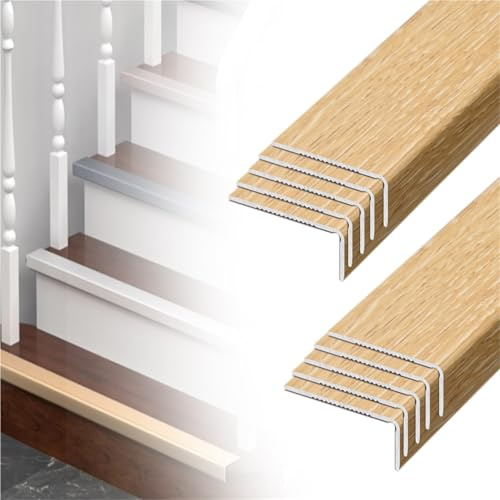 profilo per scale 60 90 120 150 180 Cm Protezione Per Bordi Scale Autoadesiva, Profilo Per Gradini In Alluminio A Forma Di L, Effetto Legno, Facile(A-10 pcs,L W H 160CM x 30mm x 20mm)