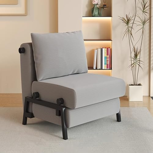 Justerbar schäslong bäddsoffa för vardagsrum och sovrum 1/2-sits med 5-positioners ryggstöd och kuddar manchestertyg grå 187 x 85 x 26 cm