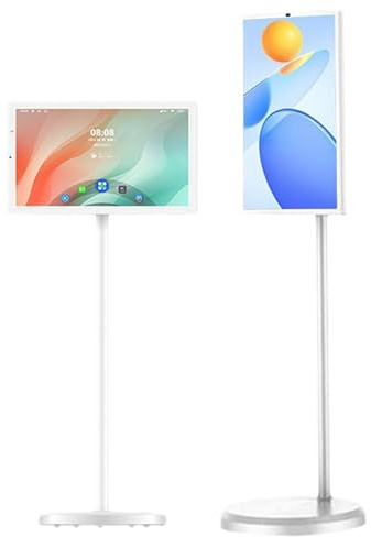 Cashwise Portable Smart TV Tablet on Wheels with Touch Screen Monitor, Built-in 6H Battery, Android 12 OS, Full Swivel Rotation, 24-Inch Smart Touch Screen Monitor 6+64G