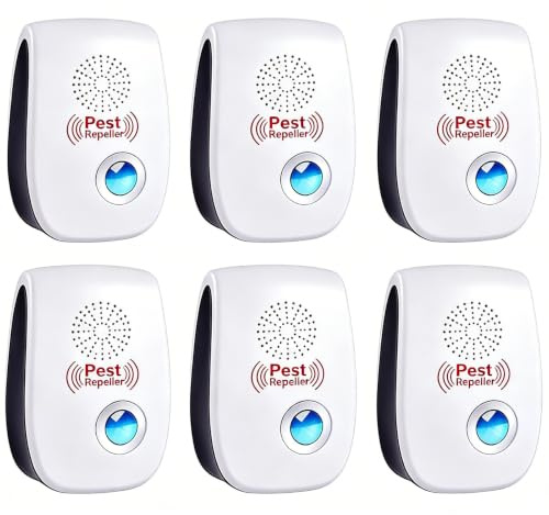 Répulsif Ultrason Anti-Rongeurs Insectes, 6 pcs Ultrason Anti Moustique Ultrason Souris et Rats, Intérieur Répulsif Électronique Insectes pour Souris, Rats Fourmis Araignées Moustiques