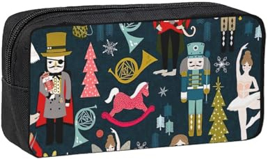 Hingor Women_S - Estuche para lápices con diseño de cascanueces y ballet, diseño de baile de Navidad, gran capacidad, estuche para lápices, suministros escolares, bonita caja para lápices