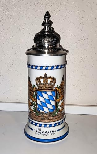 Rahm Sammelkrug/Bierkrug mit Zinndeckel/Steinkrug/Bayern/Höhe mit Deckel ca. 27 cm/Handarbeit!!