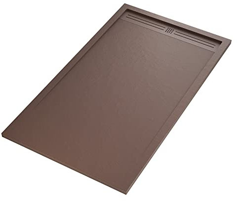OLIMPO DOCCE - Piatto doccia in marmo resina Marrone pietra cemento GRID - 80x120