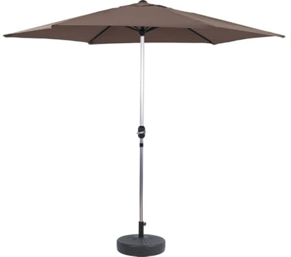 Parasol Jardin Droit Alu Sol - Rond - Ø 3m - Taupe - avec Pied à Lester