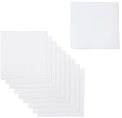 Springboard Kreuzstich-Stoffquadrate – 10er-Pack Binca-Netz zum Nähen – 100% Baumwolle Stickstoff für Kinder & Anfänger – Kreuzstich Zubehör und Zubehör – Quadrate 15 x 15 cm – Weiß