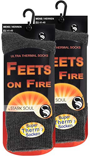 STARK SOUL FEETS on FIRE – 2 par ultra termiska strumpor för män, varma vinterstrumpor, storlek EU 41–45