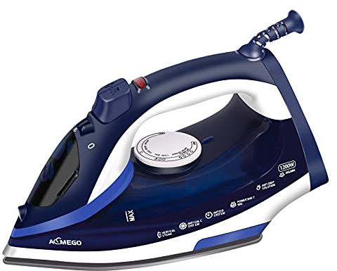 AEMEGO Ångstrykjärn för kläder, lätt, bärbart strykjärn med non-stick keramisk sula, anti-dropp, vertikal strykjärn, automatisk avstängningsfunktion, liten