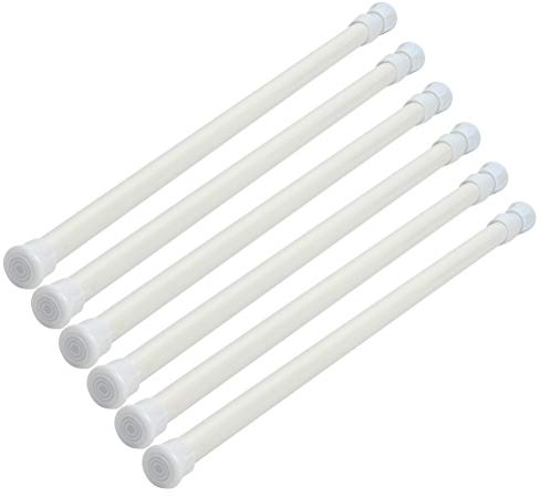 6Stück Gardinenstange Teleskopstange Vorhangstange ohne Bohren, 40-70cm Ausziehbar Spannstange Gardinenstange für Badezimmer Schrank Kleiderschrank Kleiderstange (Weiß)