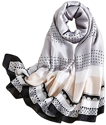 LumiSyne Femme Foulard En Soie Mélangée Dégradé De Couleurs Coton Lin Écharpe De Soie Mode Élégant Léger Doux Wraps Étole Châle De Plage Toute La Saison