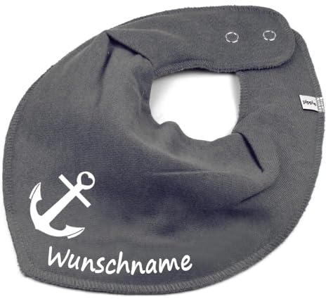 HALSTUCH mit Namen oder Text personalisiert für Baby oder Kind aus Baumwolle in Einheitsgröße Anker