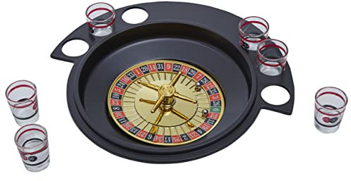 Premier Housewares Fun Roulette 6 Glass Lucky Shot Drinking Game| Functional Shot Roulette Drinking Game | Complete Set Game For Home Bar | Portable Adult Party Games For Parties