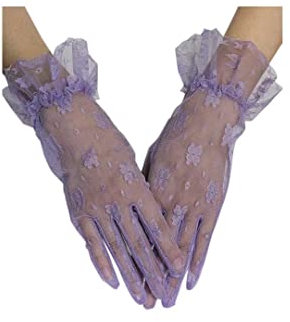 bmactosh Damen Spitze Kurze Braut-Handschuhe Teeparty Handschuhe Abschlussball Abend Party Kostüm Zubehör, Lavendel, Einheitsgröße
