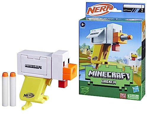 Nerf Microshots Minecraft Chicken Blaster, include 2 freccette Nerf Elite in schiuma