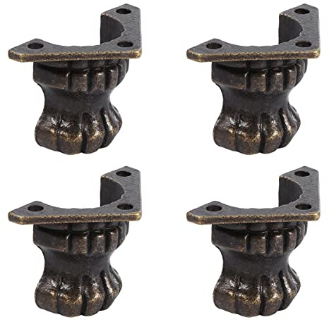 SEAFRONT 4Pcs Antique Brass Jewelry Box Feet Brass Claw Feet for Furniture Decorative Corner Protector Hardware