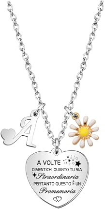 Hcvone Iniziale Margherita Collana Per Le Donne Ragazze Promemoria Regali Amicizia Figlia Compleanno Motivazionali Regali Regolabili Ciondolo Con Lettera Colore Argento Collana Gioielli (A)