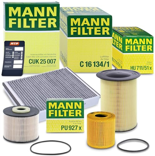 MANN-FILTER Inspektionspaket Filterset 1x Ölfilter, 1x Luftfilter, 1x | Kompatibel mit: FORD C-MAX II, FOCUS III, FOCUS III Stufenheck, FOCUS III Turnier, GRAND C-MAX, KUGA II
