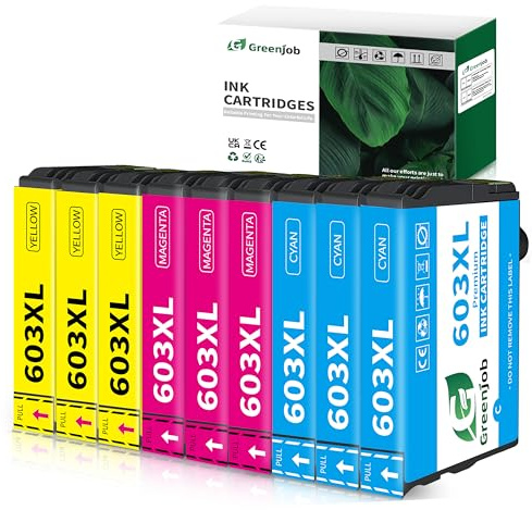 Greenjob 603XL Druckerpatronen für Epson 603 Tintenpatronen Kompatibel mit Epson Expression Home XP-2100 XP-2105 XP-3100 XP-3105 XP-4100 XP-4155 Workforce WF-2810 WF-2830 (3 Cyan, 3 Magenta, 3 Gelb)