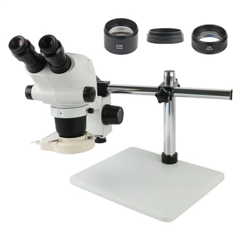 Mikroskop-Zubehör, 6,5 x 65 x 3,25 x 130 x Zoom, Stereomikroskop, Fernglas-Mikroskop + 0,5 x 2,0 x 1 x Hilfslinse, geeignet für Labor, Telefon, PCB, Löten, Haltbarkeit und zuverlässige Leistung
