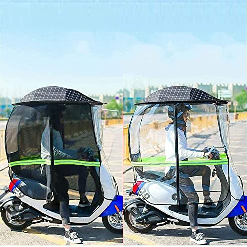 WQZStar Universal-Sonnenschutz, vollständig geschlossen, Regenschutz, wasserdichter Regenschirm, zusammenklappbares Überdach für Elektromobile (schwarzes Gitter)