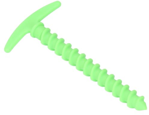 10 Stück Zeltheringe aus Kunststoff, 14,5 cm, T-Form, Spiralförmig, Erdspieß, Anker, Heringe für Vordächer, Zelte, Pavillons, Planen (Green)