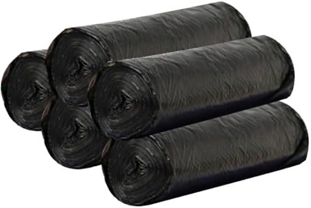 Piccoli sacchetti per la spazzatura, 5 litri, 100 pezzi, colorati, per ufficio, cucina, bagno (45 x 50 cm) (nero)