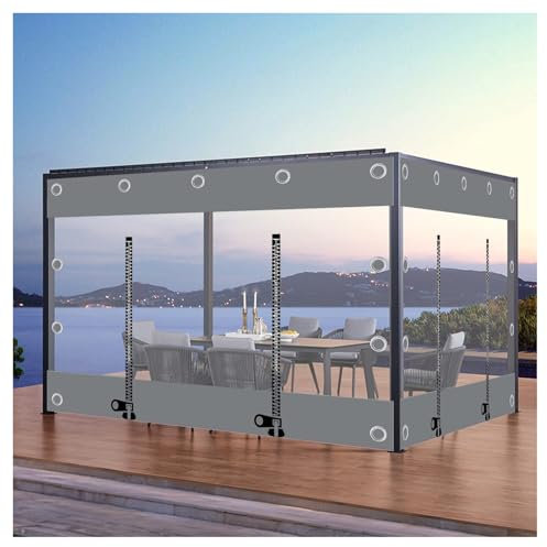 ZXCASDF Waterproof tarpaulin transparent curtains,Transparent Tarpaulin Side Panels With Zip Doors,Clear Tarpaulin Heavy Duty Waterproof Outdoor Clear Tarp with Eyelets(H2.3xW9m/H7.5xW29.5ft)