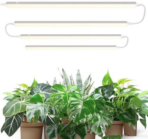 Barrina T5 2FT Grow Lights for Indoor Plants, Yellow, 40W(4 x 10W), 4 Packs | Full Spectrum Sunlight, LED Plant Lamps with On/Off Switch, Linkable, Greenhouse, Plug and Play, Linkable