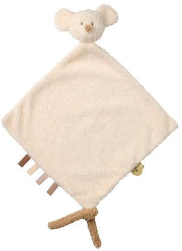 Nattou Großes Schnuffeltuch aus Polyester, Maus, Wegbegleiter ab der Geburt, 35 x 35 cm, Teddy, Weiß