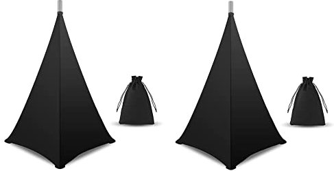 rieder 2X Cubierta de Soporte de Altavoz, Soporte de Altavoz de DJ, Falda de Tela de Trípode con Bolsa de Transporte, Cubierta Negra de 360 Grados para Boda, Concierto de Escenario