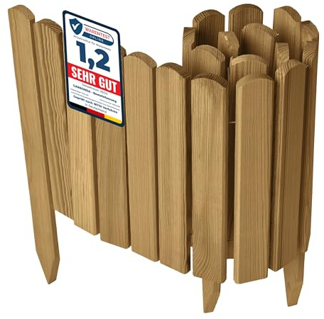 Garronda clôture de Jardin en Bois Bordure Jardin Cloture Jardin Exterieur, Palissade Bordurette Longueur: 100 cm GD-0148 (Brun Сlair, Hauteur : 30 cm)