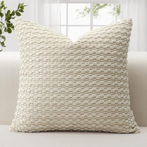 JOTOM 1 Stück Cord Kissenbezüge, 3D Bubble Texture Boho Zierkissenbezug Dekorative Sofakissen Dekokissen Kordsamt Kissenbezug Deko Kissenhülle für Couch Sofa Wohnzimmer (40x40cm, Beige)
