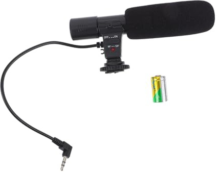 Lurrose Micrófono para Cámara DSLR Profesional de Grabación Conector de 3.5mm, Material ABC y Diseño Simple para Entrevistas y Grabaciones