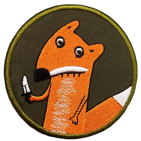 Klett Patches lustiger, 'Fuchs und Messer' Aufnäher mit Stickerei, Taktisch Militär Patch, Aufnäher für Taktische Kleidung Rucksack Baseballkappe Uniform