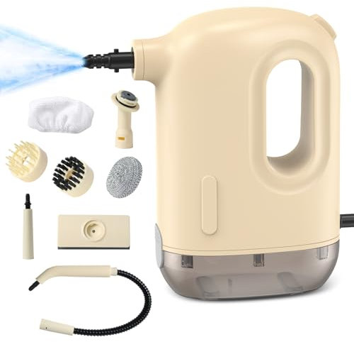 Pulitore a vapore, 1200 W multiuso pulitore a vapore, vaporizzatore a mano con 8 accessori, serbatoio 300 ml, per la rimozione di macchie, tappeti, divano