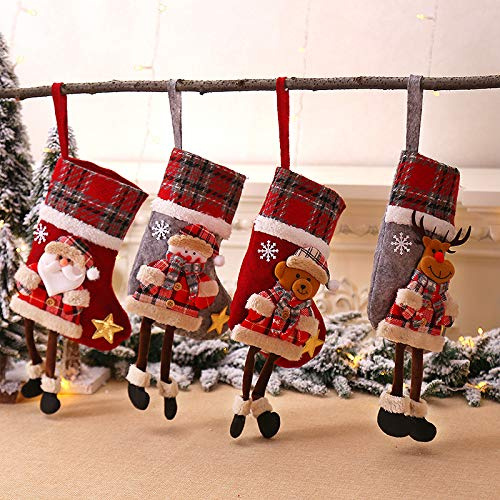 4 Stk Nikolausstrümpfe, Nikolausstrumpf Kinder, Nikolausstiefel zum Befüllen und Aufhängen Weihnachtsstrümpfe, Hängende Weihnachtsstrümpfe, Weihnachtssocken Kamin für Kamin, Weihnachtsbaum, Wand