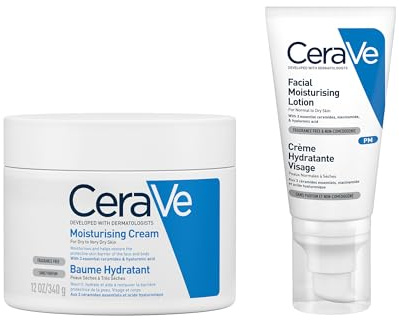 CeraVe Feuchtigkeitsspendende Routine für trockene Haut, Körper und Gesicht Feuchtigkeitspflege mit Hyaluronsäure