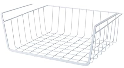 MagiDeal Panier de rangement suspendu sous étagère, support sous étagère, multi-usage, support à épices en métal pour placard de chambre à coucher, Blanc, L