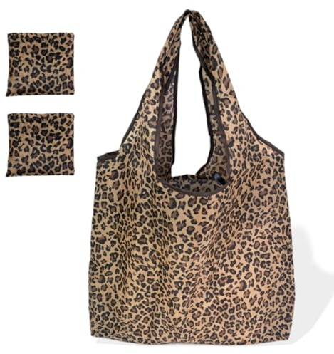 2 Pièces Sacs de Courses Pliables, Sac à Provisions Réutilisable, Grande Capacité, Portables, Lavables et Tendance