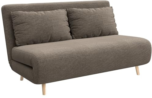 HOMCOM 3 in 1 Schlafsofa Klappbar 191 x 141 cm Schlaffunktion Dunkelbraun | 2 Sitzer Sofa, Couch Schlafcouch, 3-Stufig Verstellbare Rückenlehne, Kordoptik, Wohnzimmer