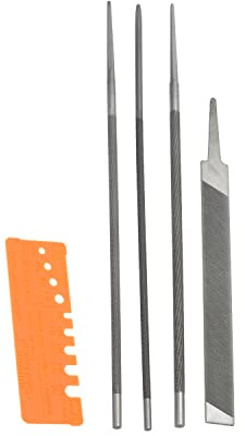 Klanata Kit affilatrice per Motosega e Set affilatrice per Catena – Lime da 5/32, 3/16 e 7/32 Pollici con Manico in Legno – Calibro di profondità e Custodia per Attrezzi per Un'Affilatura