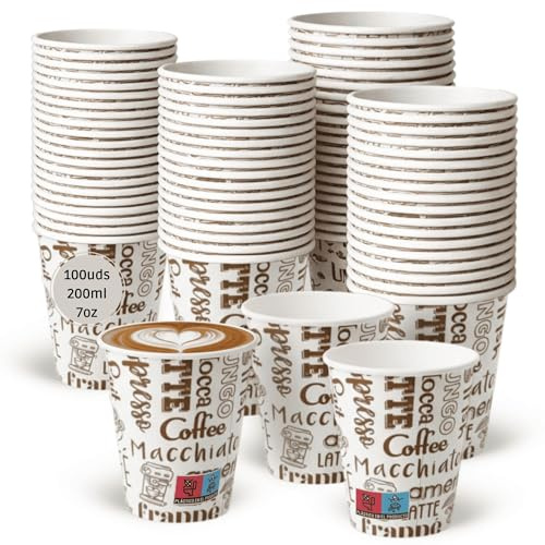LAN&LAN Gobelets à café jetables - Gobelets en carton pour transporter des boissons chaudes en hôtellerie, événements et restauration (200, 120 ml)