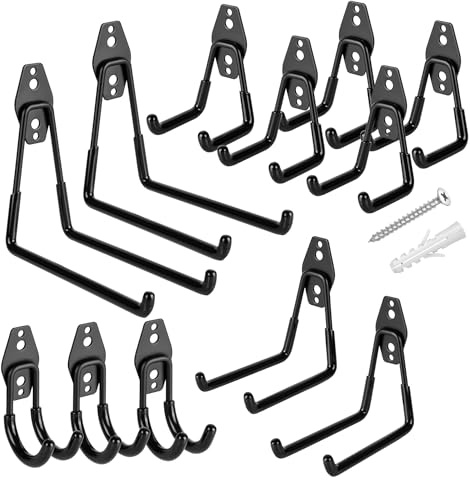 RECAPS 12 Pack Heavy Duty Garage Hooks, Garage Storage Hooks Wall Mount