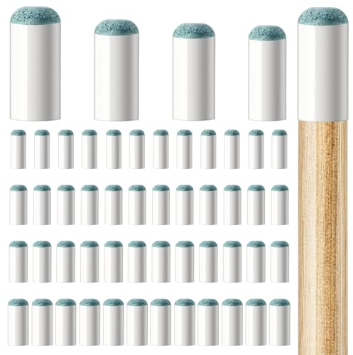 Bremorou 52 Stück Billard Queue Spitzen 9mm 10mm 11mm 12mm Billiard Cue Tips Harte Ersatz Schraub-Tipps Pool Cue Tips Billard Zubehör für Billardstöcke Snooker Pool Queues