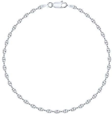 Planetys - Kaffeebohne Bohnenkette Armband 925 Sterling Silber Rhodiniert Kette 2.5 mm Breite Längen: 18-19-20-21 cm
